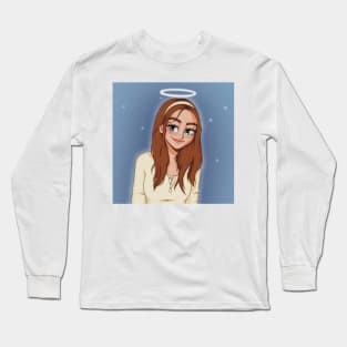 portrait redhead girl angel cute kawaii Long Sleeve T-Shirt